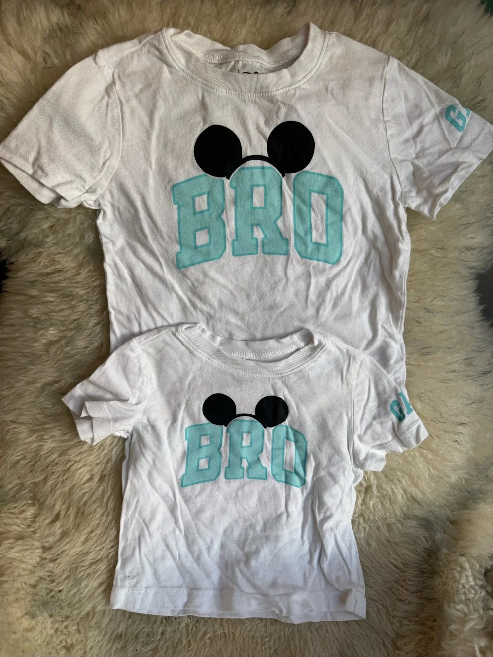 Brother Sibling Matching Disney Mickey Tees 4T and 12-18 Months Lot of 2 Shirts